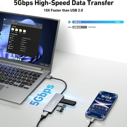 BENFEI USB 3.0 4-port Hub USB A Splitter Ultra-Slim.