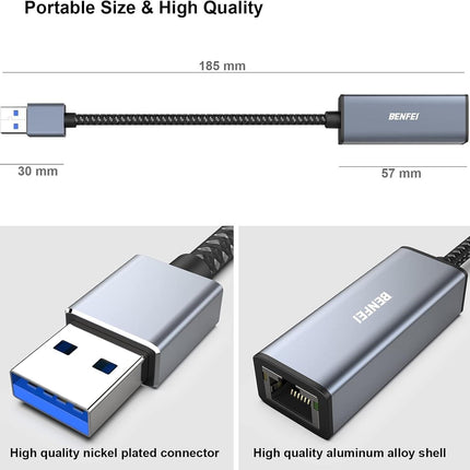 BENFEI USB 3.0 to Gigabit Ethernet Adapter.