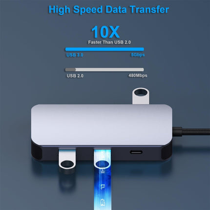 BENFEI 335GY USB-C Hub with Triple Display, 8-in-1 Docking Station (100W PD, Dual 4K HDMI, VGA, 3x USB 3.0).