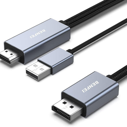 BENFEI 344GY-1M HDMI to DisplayPort Unidirectional 4K Active Cable with USB Powered 1M.