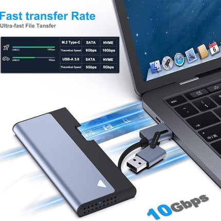 BENFEI 345GY M.2 NVME SATA SSD Enclosure, 10 Gbps USB Type-C/Type-A to NVME PCI-E SATA M-Key/(B+M).