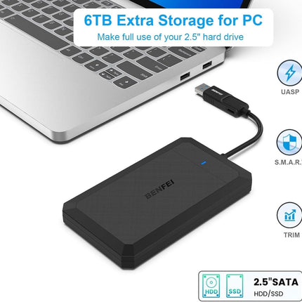BENFEI 2.5 Inch SATA to USB Tool Free External Hard Drive Enclosure.