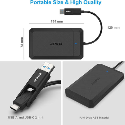 BENFEI 2.5 Inch SATA to USB Tool Free External Hard Drive Enclosure.