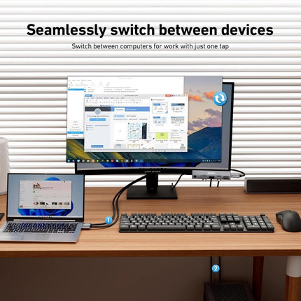 BENFEI 000355GY USB 3.0 HDMI KVM Switch(8K@60Hz) with 4 USB 3.0 Ports for 2 Computers Sharing Monitor Keyboard Mouse.