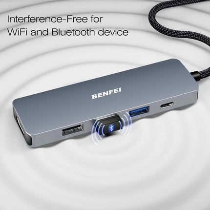 BENFEI USB C Hub 5-in-1 with 4K HDMI(Certified) Aluminum Case.