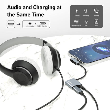 BENFEI USB C to Audio Jack Adapter with 60W Fast Charging.