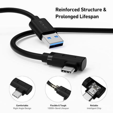 BENFEI 375BK-3M USB 3.0 to Right Angled USB-C PVC 3M.