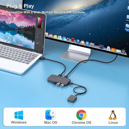 BENFEI 000376BK USB 3.0 Switch, USB Switcher 2 Computers Share 3xUSB 3.0 and 1xUSB C with Remote.