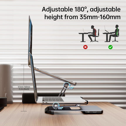 BENFEI 380GY Laptop Stand with USB C 6 in1 4K@60Hz HDMI, 4 x USB3.0, 100W PD Docking Station.