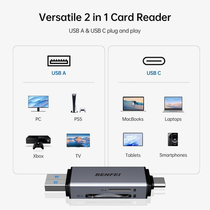 BENFEI SD Card Reader, USB C to SD Micro SD Card Memory Card  Adapter.