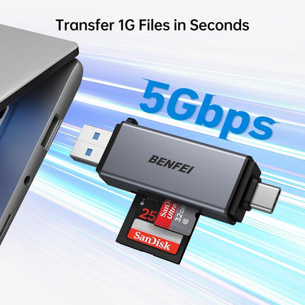 BENFEI SD Card Reader, USB C to SD Micro SD Card Memory Card  Adapter.