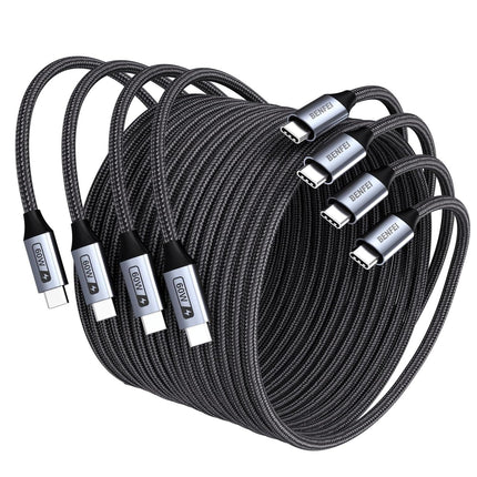 BENFEI 000382GY-4P USB C Fast Charging 60W Cable, 4-Pack(3.3ft/1M x 2 + /6.6ft/2M x 2) Nylon Braided Cable for I-phone 15/16/17 and Samsung / Google phone..