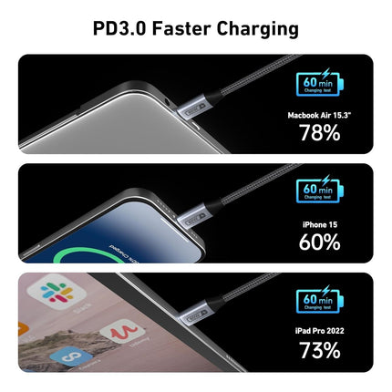 BENFEI 000382GY-4P USB C Fast Charging 60W Cable, 4-Pack(3.3ft/1M x 2 + /6.6ft/2M x 2) Nylon Braided Cable for I-phone 15/16/17 and Samsung / Google phone..