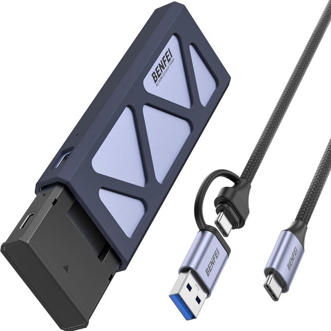 BENFEI M.2 SSD Enclosure USB3.2 Gen2 10 Gbps, Tool-Free for NVME B & M Keys with Size 2230/2242/2260/2280 SSDs.