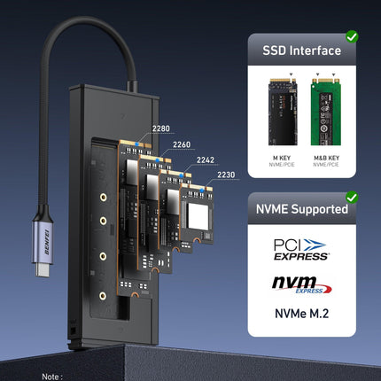 BENFEI 000389GY M.2 NVMe Enclosure with USB-C Hub.