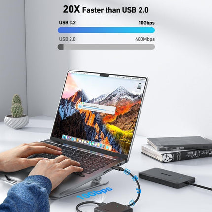 BENFEI 399BK 6-in-1 USB-C HUB to HDMI(8K)+USB3.2(10Gbps)+USB2.0x2+PD100W+RJ45 Black.