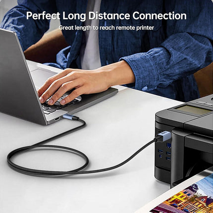 BENFEI 405GY-2M USB B to USB C Printer Cable, Nylon Braided, Premium Aluminium Alloy Case 2M.