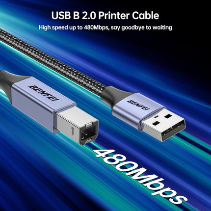 BENFEI 000406GY-2M USB Printer Cable, 6.6 FT/2 Meter USB A to USB B Cable.