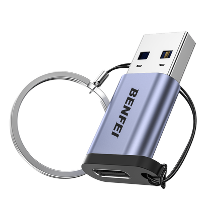 BENFEI 407GY USB Type-A to USB-C Adapter Male to Female Supporting 5V 3A Charging and 10Gbps Data Transmit.