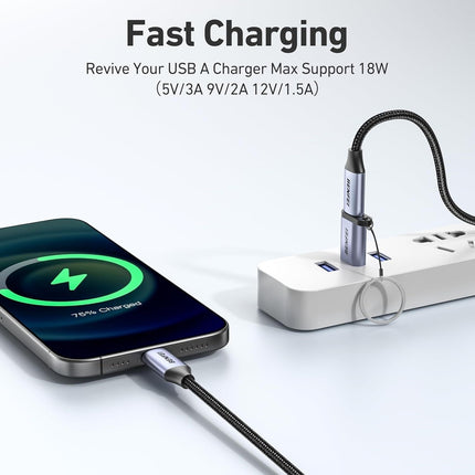 BENFEI 407GY USB Type-A to USB-C Adapter Male to Female Supporting 5V 3A Charging and 10Gbps Data Transmit.