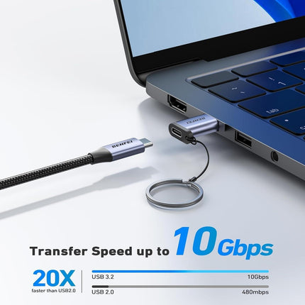 BENFEI 407GY 2-Pack USB Type-A to USB-C Adapter Male to Female Supporting 5V 3A Charging and 10Gbps Data Transmit.