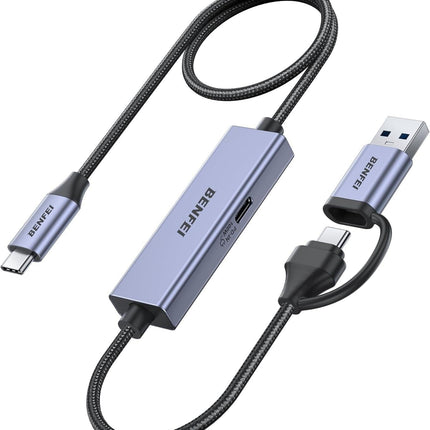 BENFEI 408GY USB-C to USB-C+A + PD (100W) Video/Audio Capture Card Supporting Full HD 1080P 60FPS for Streaming, Recording, Gaming.
