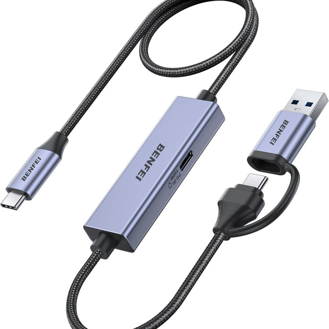BENFEI 408GY USB-C to USB-C+A + PD (100W) Video/Audio Capture Card Supporting Full HD 1080P 60FPS for Streaming, Recording, Gaming.