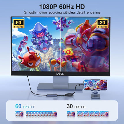 BENFEI 408GY USB-C to USB-C+A + PD (100W) Video/Audio Capture Card Supporting Full HD 1080P 60FPS for Streaming, Recording, Gaming.