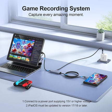 BENFEI 408GY USB-C to USB-C+A + PD (100W) Video/Audio Capture Card Supporting Full HD 1080P 60FPS for Streaming, Recording, Gaming.