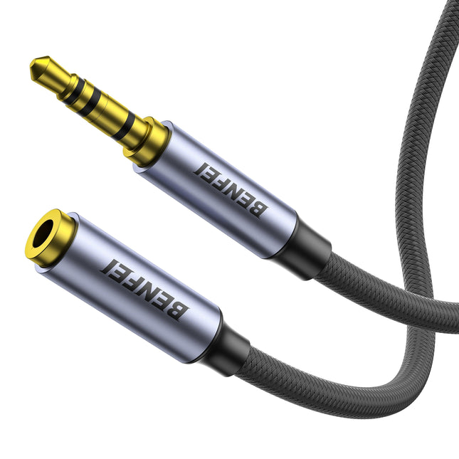 BENFEI 421GY 2M 3.5mm Male to Female AUX Extension Cable, TRRS 4-Pole Stereo Audio Jack Cord for Headphones, Microphone, Smartphones, PC, Laptop, Speakers.