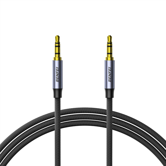 BENFEI 427GY 1M 3.5mm TRRS Male to Male Audio Cable, 4-Pole Stereo Mic Aux Cable, Nylon Braided Headphone Jack Cord.