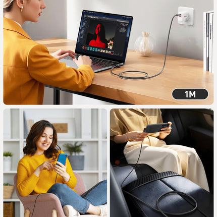 BENFEI 428BK-1M USB C to Right Angle USB C Cable , 90-dgree Angled USB 2.0 Type C Charger Cable, 3A Fast Charging & 480Mbps Data Sync, Durable PVC.