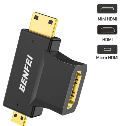 BENFEI 434BK Micro HDMI + Mini HDMI male to HDMI female Adapter.