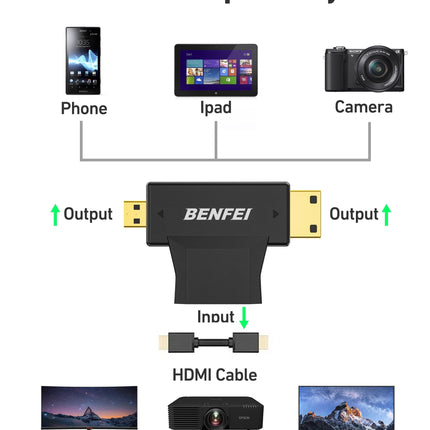 BENFEI 434BK Micro HDMI + Mini HDMI male to HDMI female Adapter.