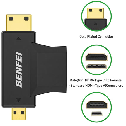 BENFEI 434BK Micro HDMI + Mini HDMI male to HDMI female Adapter.