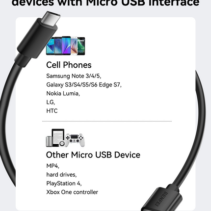 BENFEI 436BK-1M USB 2.0 Male to Micro USB Data Cable 1M.