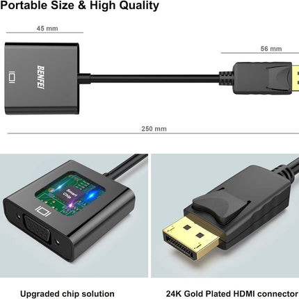 BENFEI DisplayPort to VGA,Gold-Plated Uni-directional Adapter.
