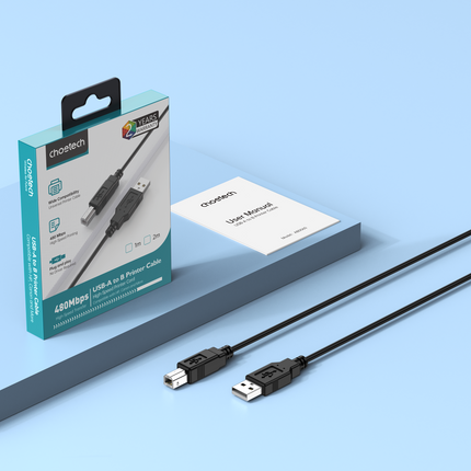 Choetech AB0060-5M USB A to B Printer 5meter Cable Black.