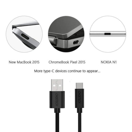 CHOETECH AC0004 USB-A to USB-C Charge & Sync Cable 3M Black.