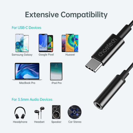 CHOETECH AUX003 USB-C To 3.5mm Headphone Adapter.