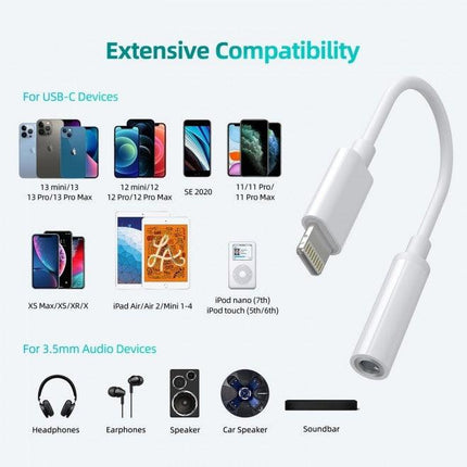 CHOETECH AUX005 iPhone 8-pin to 3.5mm Headphone Adapter.