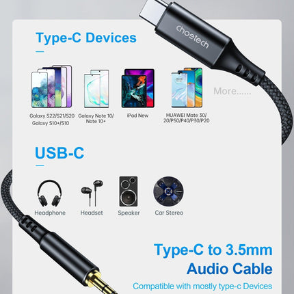 CHOETECH AUX008 Type-C To 3.5mm Audio Cable 2M.