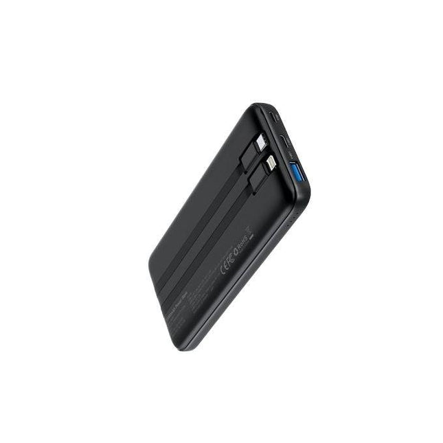 CHOETECH B654 10000mAh Pwer Bank 22.5W USB-A / USB-C / micro USB with built-in USB-C / Lightning cable - black.