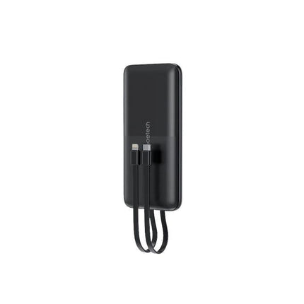 CHOETECH B654 10000mAh Pwer Bank 22.5W USB-A / USB-C / micro USB with built-in USB-C / Lightning cable - black.