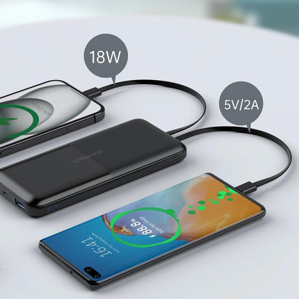 CHOETECH B654 10000mAh Pwer Bank 22.5W USB-A / USB-C / micro USB with built-in USB-C / Lightning cable - black.