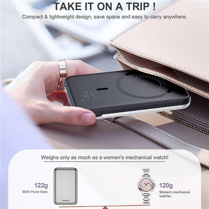 CHOETECH B655-SL 5000mAh Magnetic Wireless Power Bank 10W (Silver).