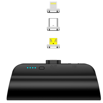 CHOETECH B660-BK 3000mAh Mini Power Bank with 3 Magnetic Connectors (Black).