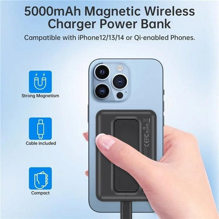 CHOETECH B662-BK USB-A + USB-C + Wireless Magnetic Power bank 5000mAh (Black).
