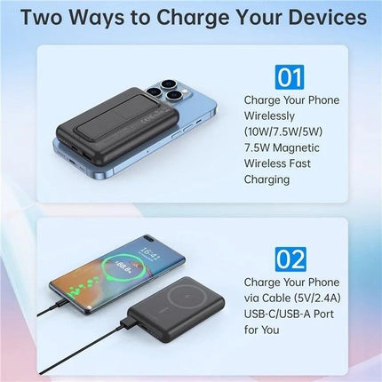 CHOETECH B662-BK USB-A + USB-C + Wireless Magnetic Power bank 5000mAh (Black).