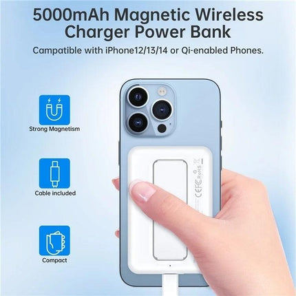 CHOETECH B662-WH USB-A + USB-C + Wireless Magnetic Power bank 5000mAh (White).